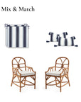 Harbor Stripes, Outdoor Performance Indigo Azure Blue Seat Cushion Covers, with Piping, 20"x20"x4"