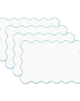 Coastal Indoor Outdoor Scalloped Placemat Set of 4, Solid A, Baby Blue, 14"x19"