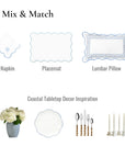 Coastal Indoor Outdoor Scalloped Placemat Set of 4, Solid A, Baby Blue, 14"x19"
