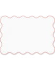 Coastal Indoor Outdoor Scalloped Placemat Set of 4, Solid A, Blush Pink, 14"x19"