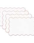 Coastal Indoor Outdoor Scalloped Placemat Set of 4, Solid A, Blush Pink, 14"x19"