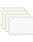 Coastal Indoor Outdoor Scalloped Placemat Set of 4, Solid A, Green, 14"x19"