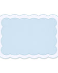 Coastal Indoor Outdoor Scalloped Placemat Set of 4, Solid B, Baby Blue, 14"x19"