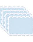 Coastal Indoor Outdoor Scalloped Placemat Set of 4, Solid B, Baby Blue, 14"x19"