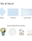 Coastal Indoor Outdoor Scalloped Placemat Set of 4, Solid B, Baby Blue, 14"x19"