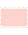 Coastal Indoor Outdoor Scalloped Placemat Set of 4, Solid B, Blush Pink, 14"x19"