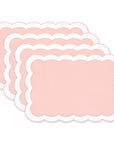 Coastal Indoor Outdoor Scalloped Placemat Set of 4, Solid B, Blush Pink, 14"x19"