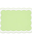 Coastal Indoor Outdoor Scalloped Placemat Set of 4, Solid B, Green, 14"x19"