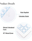 Coastal Indoor Outdoor Embroidered Placemat Set of 4, Frame, Baby Blue, 14"x19"