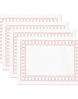Coastal Indoor Outdoor Embroidered Placemat Set of 4, Frame, Blush Pink, 14"x19"
