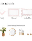 Coastal Indoor Outdoor Embroidered Placemat Set of 4, Frame, Blush Pink, 14"x19"