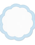 Coastal Indoor Outdoor Round Scalloped Placemat Set of 4, Solid, Baby Blue, 16 inch