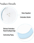 Coastal Indoor Outdoor Round Scalloped Placemat Set of 4, Solid, Baby Blue, 16 inch