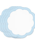 Coastal Indoor Outdoor Round Scalloped Placemat Set of 4, Solid, Baby Blue, 16 inch