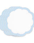 Coastal Indoor Outdoor Round Scalloped Placemat Set of 4, Solid, Baby Blue, 16 inch