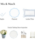 Coastal Indoor Outdoor Round Scalloped Placemat Set of 4, Solid, Baby Blue, 16 inch