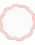 Coastal Indoor Outdoor Round Scalloped Placemat Set of 4, Solid, Blush Pink, 16 inch