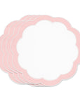 Coastal Indoor Outdoor Round Scalloped Placemat Set of 4, Solid, Blush Pink, 16 inch