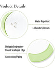 Coastal Indoor Outdoor Round Scalloped Placemat Set of 4, Solid, Green, 16 inch