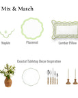 Coastal Indoor Outdoor Round Scalloped Placemat Set of 4, Solid, Green, 16 inch
