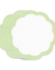 Coastal Indoor Outdoor Round Scalloped Placemat Set of 4, Solid, Green, 16 inch