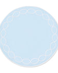 Coastal Indoor Outdoor Round Placemat Set of 4, Scalloped Circle, Baby Blue, 15 inch