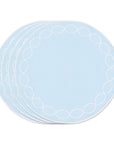 Coastal Indoor Outdoor Round Placemat Set of 4, Scalloped Circle, Baby Blue, 15 inch