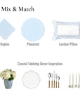Coastal Indoor Outdoor Round Placemat Set of 4, Scalloped Circle, Baby Blue, 15 inch