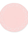 Coastal Indoor Outdoor Round Placemat Set of 4, Scalloped Circle, Blush Pink, 16 inch