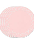 Coastal Indoor Outdoor Round Placemat Set of 4, Scalloped Circle, Blush Pink, 16 inch