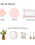 Coastal Indoor Outdoor Round Placemat Set of 4, Scalloped Circle, Blush Pink, 16 inch