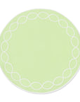 Coastal Indoor Outdoor Round Placemat Set of 4, Scalloped Circle, Green, 16 inch