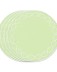 Coastal Indoor Outdoor Round Placemat Set of 4, Scalloped Circle, Green, 16 inch