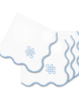 Coastal Indoor Outdoor Scalloped Napkin Set of 4, Endless Knot, Baby Blue, 20"x20"
