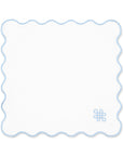 Coastal Indoor Outdoor Scalloped Napkin Set of 4, Endless Knot, Baby Blue, 20"x20"