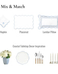 Coastal Indoor Outdoor Scalloped Napkin Set of 4, Endless Knot, Baby Blue, 20"x20"