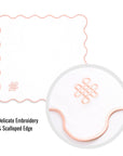 Coastal Indoor Outdoor Scalloped Napkin Set of 4, Endless Knot, Blush Pink, 20"x20"