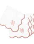Coastal Indoor Outdoor Scalloped Napkin Set of 4, Endless Knot, Blush Pink, 20"x20"