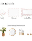 Coastal Indoor Outdoor Scalloped Napkin Set of 4, Endless Knot, Blush Pink, 20"x20"