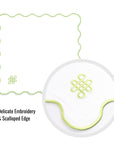 Coastal Indoor Outdoor Scalloped Napkin Set of 4, Endless Knot, Green, 20"x20"