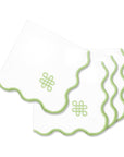 Coastal Indoor Outdoor Scalloped Napkin Set of 4, Endless Knot, Green, 20"x20"