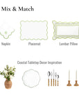 Coastal Indoor Outdoor Scalloped Napkin Set of 4, Endless Knot, Green, 20"x20"