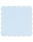 Coastal Indoor Outdoor Scalloped Napkin Set of 4, Solid, Baby Blue, 20"x20"