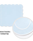 Coastal Indoor Outdoor Scalloped Napkin Set of 4, Solid, Baby Blue, 20"x20"