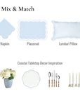 Coastal Indoor Outdoor Scalloped Napkin Set of 4, Solid, Baby Blue, 20"x20"
