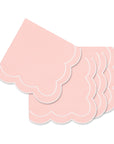 Coastal Indoor Outdoor Scalloped Napkin Set of 4, Solid, Blush Pink, 20"x20"