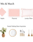 Coastal Indoor Outdoor Scalloped Napkin Set of 4, Solid, Blush Pink, 20"x20"
