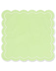 Coastal Indoor Outdoor Scalloped Napkin Set of 4, Solid, Green, 20"x20"