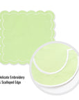 Coastal Indoor Outdoor Scalloped Napkin Set of 4, Solid, Green, 20"x20"