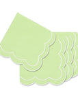 Coastal Indoor Outdoor Scalloped Napkin Set of 4, Solid, Green, 20"x20"
